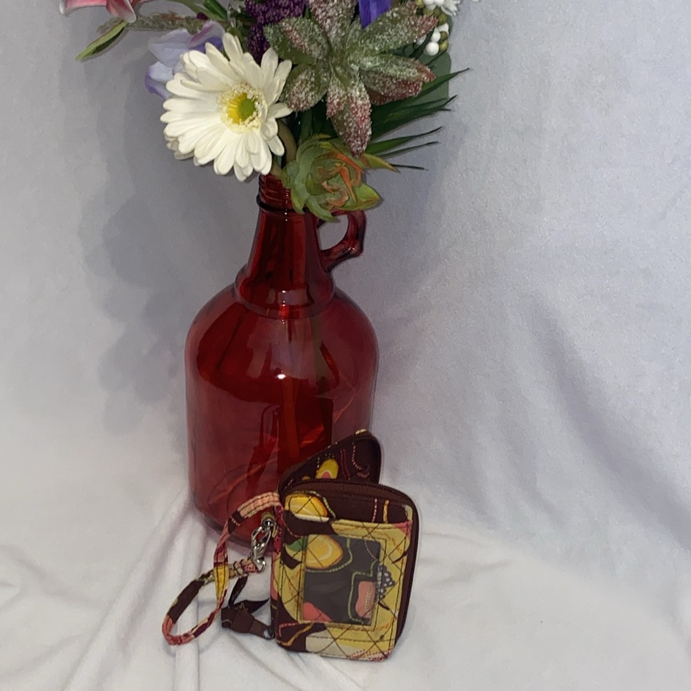 Vera Bradley Brown and Yellow Floral Fabric Wallet